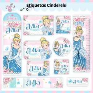 Kit Digital Etiquetas Escolares Cinderela V2
