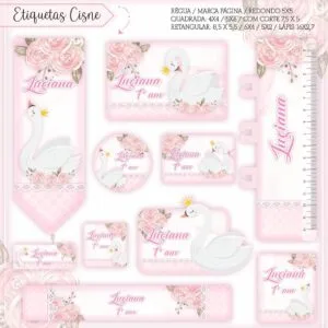 Kit Digital Etiquetas Escolares Cisne