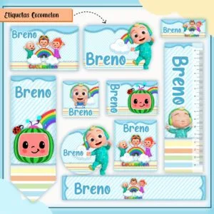Kit Digital Etiquetas Escolares Cocomelon