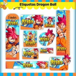 Kit Digital Etiquetas Escolares Dragon Ball