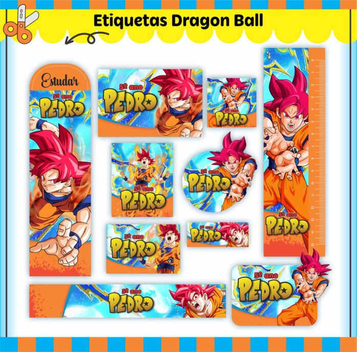 Kit Digital Etiquetas Escolares Dragon Ball