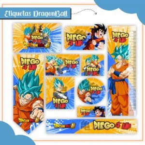 Kit Digital Etiquetas Escolares Dragon Ball Z