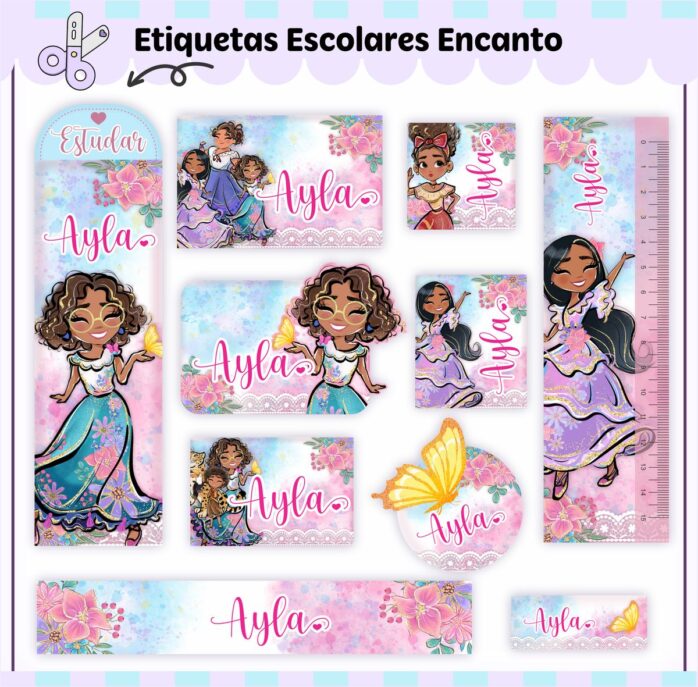 Kit Digital Etiquetas Escolares Encanto V2