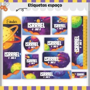 Kit Digital Etiquetas Escolares Espaço V2