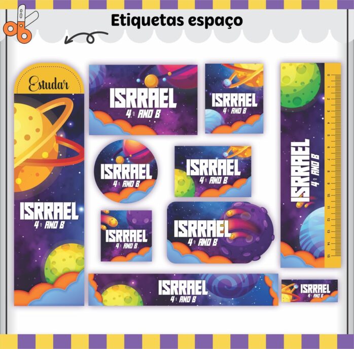 Kit Digital Etiquetas Escolares Espaço V2