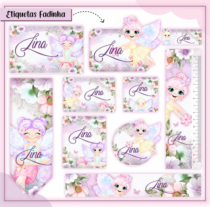 Kit Digital Etiquetas Escolares Fadinha