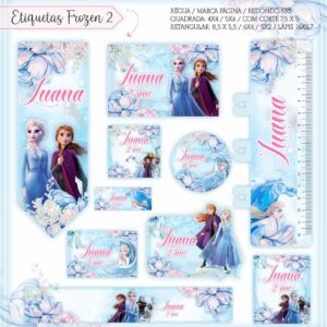 Kit Digital Etiquetas Escolares Frozen 2