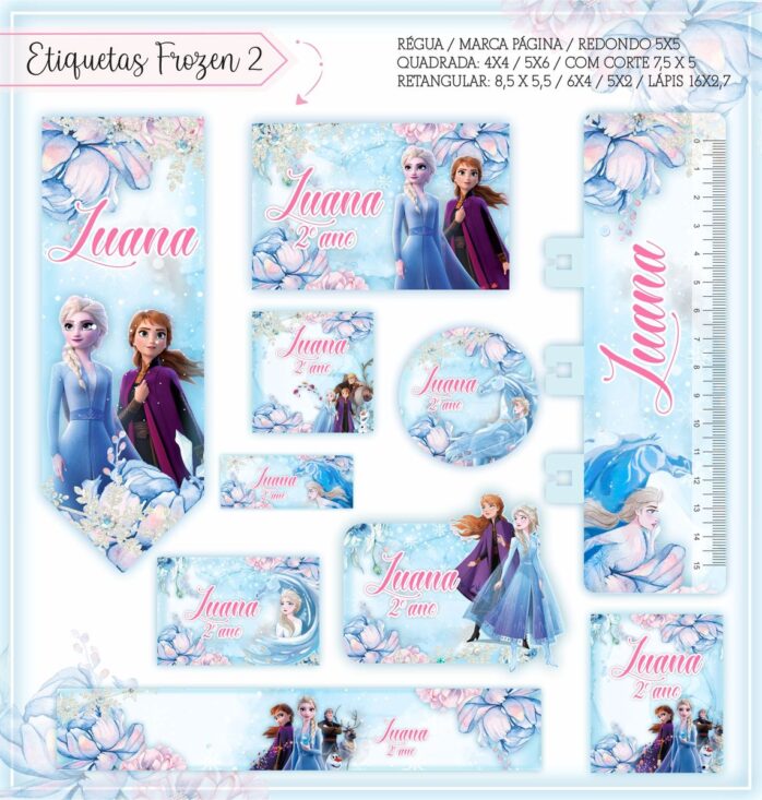 Kit Digital Etiquetas Escolares Frozen 2