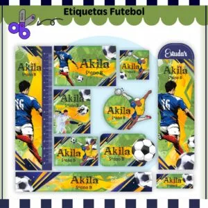 Kit Digital Etiquetas Escolares Futebol