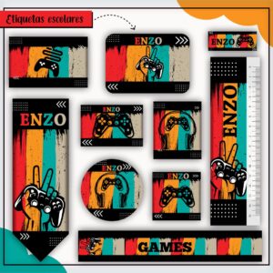 Kit Digital Etiquetas Escolares Gamer