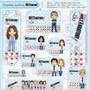 Kit Digital Etiquetas Escolares Grey's Anatomy 12 Kit Digital Etiquetas Escolares Grey's Anatomy