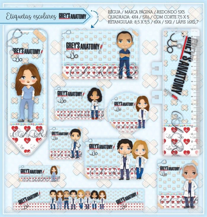 Kit Digital Etiquetas Escolares Grey's Anatomy