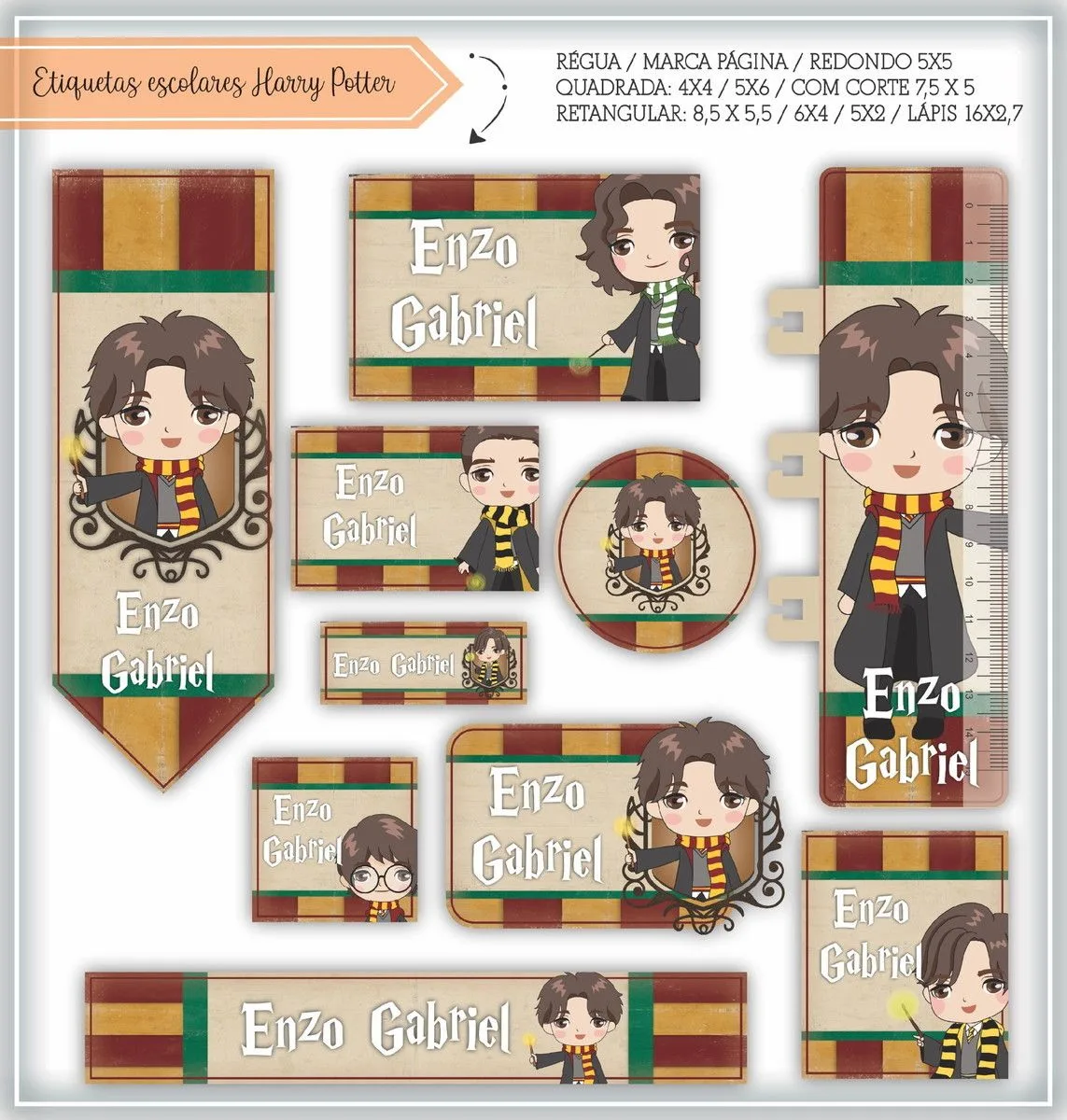 Kit Digital Etiquetas Escolares Harry Potter