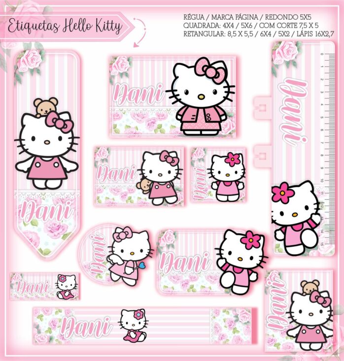 Kit Digital Etiquetas Escolares Hello Kitty