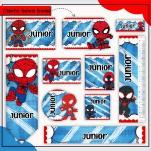 Kit Digital Etiquetas Escolares Homem Aranha
