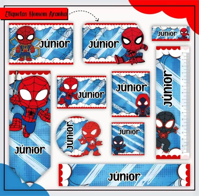 Kit Digital Etiquetas Escolares Homem Aranha