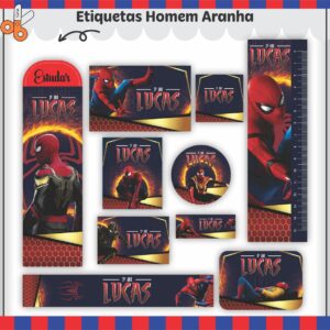 Kit Digital Etiquetas Escolares Homem Aranha V2