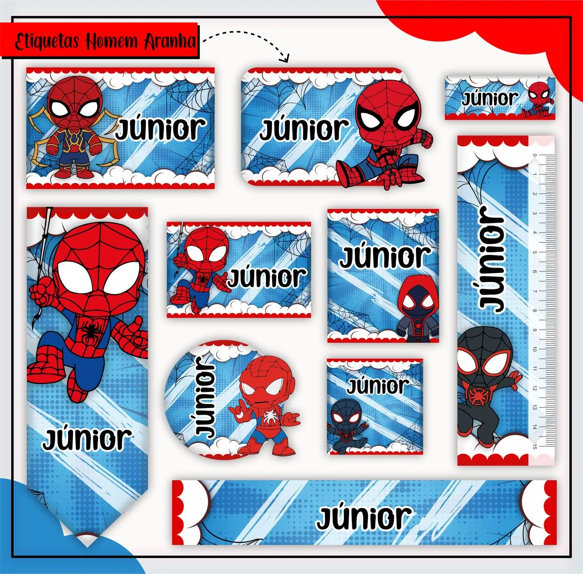 Kit Digital Etiquetas Escolares Homem Aranha