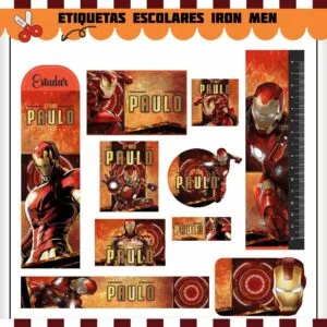Kit Digital Etiquetas Escolares Homem de Ferro 9 Kit Digital Etiquetas Escolares Homem de Ferro