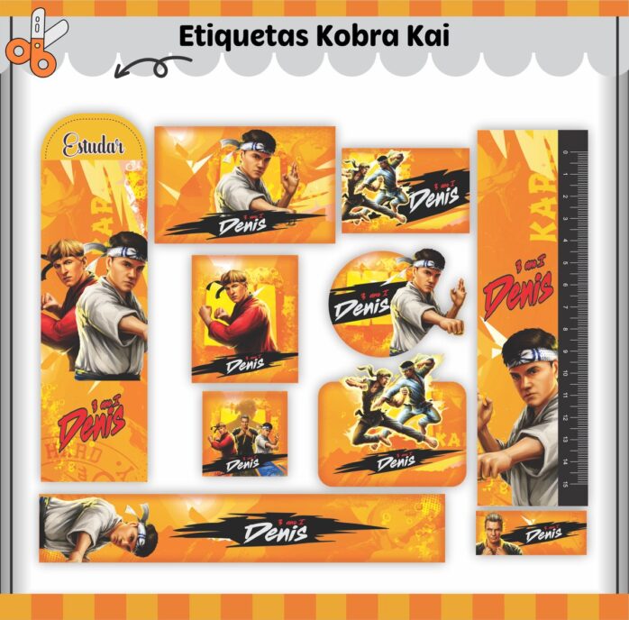 Kit Digital Etiquetas Escolares Kobra Kai