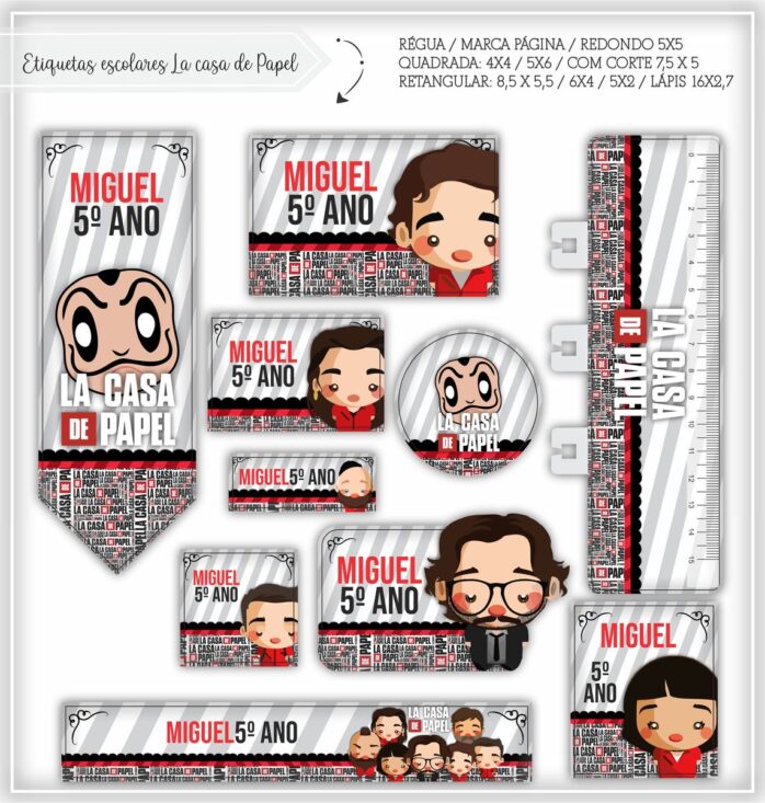 Kit Digital Etiquetas Escolares La Casa de Papel