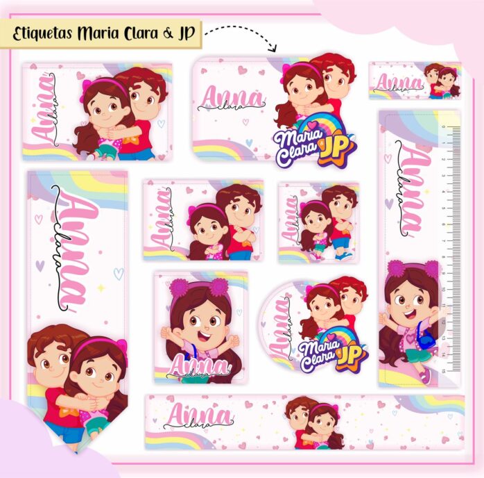 Kit Digital Etiquetas Escolares Maria Clara e JP