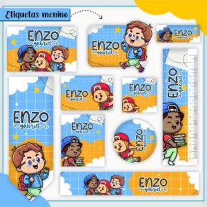 Kit Digital Etiquetas Escolares Menininho