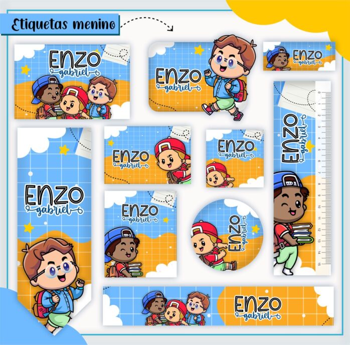 Kit Digital Etiquetas Escolares Menininho