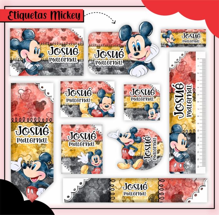 Kit Digital Etiquetas Escolares Mickey
