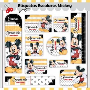 Kit Digital Etiquetas Escolares Mickey V2