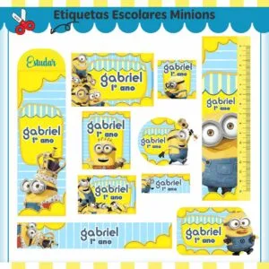 Kit Digital Etiquetas Escolares Minions