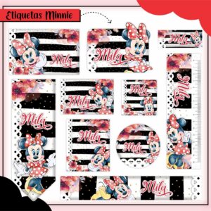 Kit Digital Etiquetas Escolares Minnie Vermelha