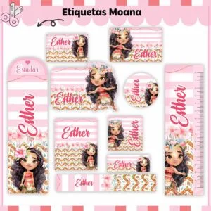 Kit Digital Etiquetas Escolares Moana
