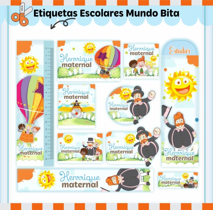 Kit Digital Etiquetas Escolares Mundo Bita