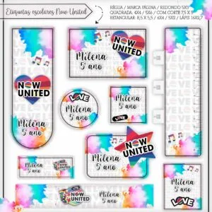 Kit Digital Etiquetas Escolares Now United