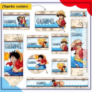 Kit Digital Etiquetas Escolares One Piece 4 Kit Digital Etiquetas Escolares One Piece