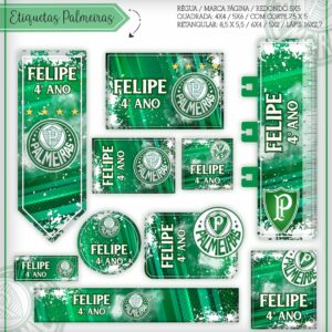 Kit Digital Etiquetas Escolares Palmeiras