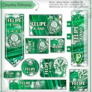 Kit Digital Etiquetas Escolares Palmeiras 12 Kit Digital Etiquetas Escolares Palmeiras