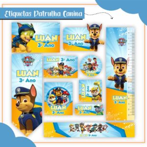 Kit Digital Etiquetas Escolares Patrulha Canina