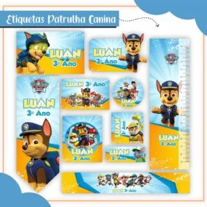 Kit Digital Etiquetas Escolares Patrulha Canina