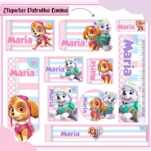Kit Digital Etiquetas Escolares Patrulha Canina Menina