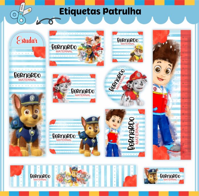 Kit Digital Etiquetas Escolares Patrulha Canina V2