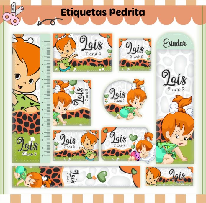 Kit Digital Etiquetas Escolares Pedrita