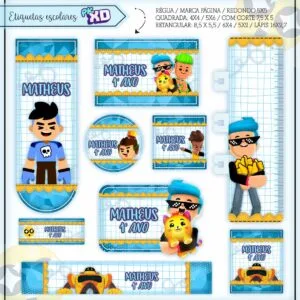 Kit Digital Etiquetas Escolares PK XD Menino 19 Kit Digital Etiquetas Escolares PK XD Menino