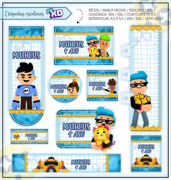Kit Digital Etiquetas Escolares PK XD Menino