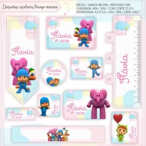 Kit Digital Etiquetas Escolares Pocoyo Menina 37 Kit Digital Etiquetas Escolares Pocoyo Menina
