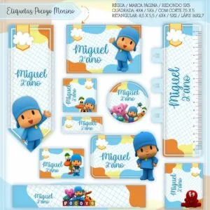 Kit Digital Etiquetas Escolares Pocoyo Menino 14 Kit Digital Etiquetas Escolares Pocoyo Menino