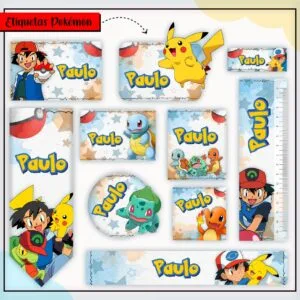 Kit Digital Etiquetas Escolares Pokémon