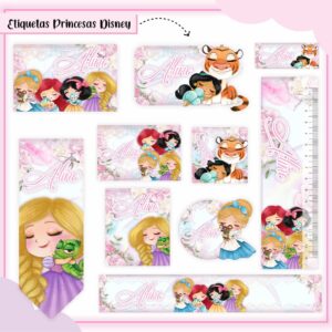 Kit Digital Etiquetas Escolares Princesa Cute