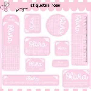 Kit Digital Etiquetas Escolares Rosa Neutro